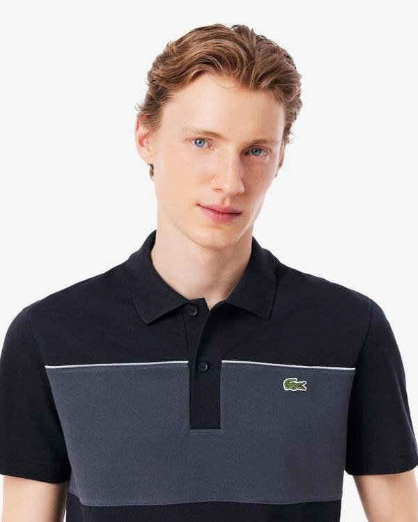 Lacoste  Black Polo Premium Collar Neck T-shirt F3503-B1 - Image 7