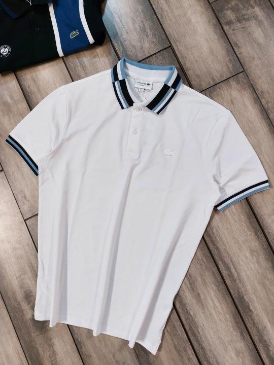 Lacoste  White Polo Premium Collar Neck T-shirt F3503-W2 - Image 11