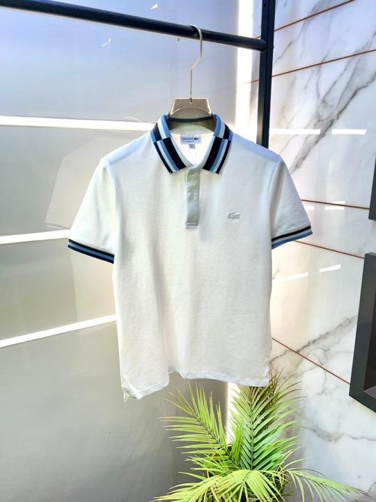 Lacoste  White Polo Premium Collar Neck T-shirt F3503-W2