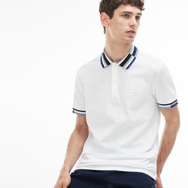 Lacoste  White Polo Premium Collar Neck T-shirt F3503-W2 - Image 9
