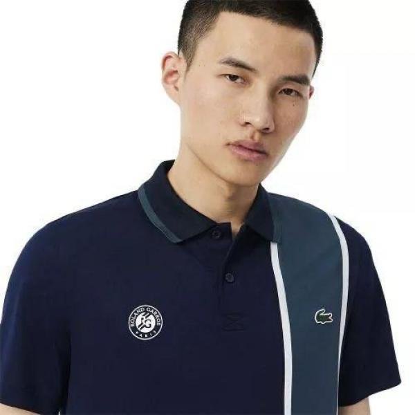 Lacoste  Navy Polo Premium Collar Neck T-shirt F3503-N1 - Image 8