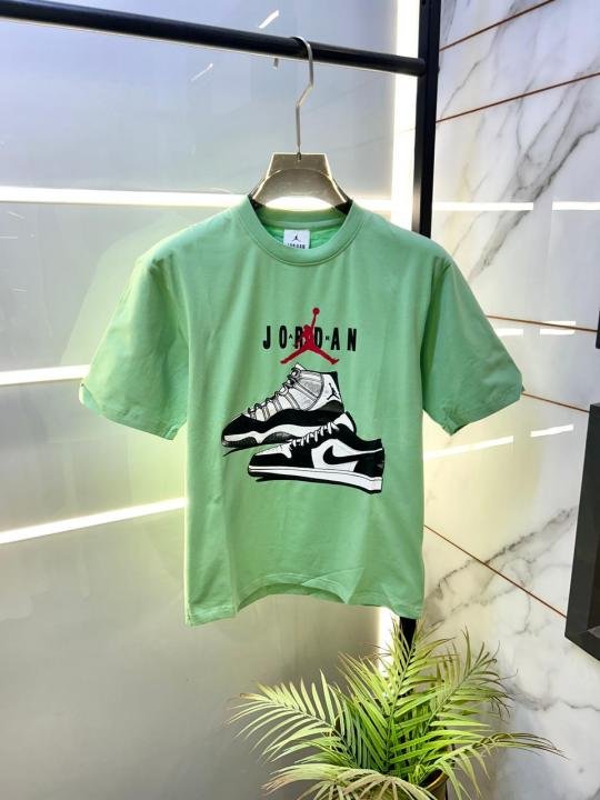 Jordan Sale Jordan Drop Shoulder Printed Premium Round Neck Green T-shirt F1488-GR