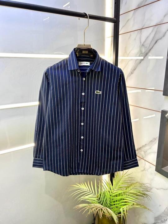 Lacoste  Embroidery Logo Lining Premium Navy Shirt F3428-NY