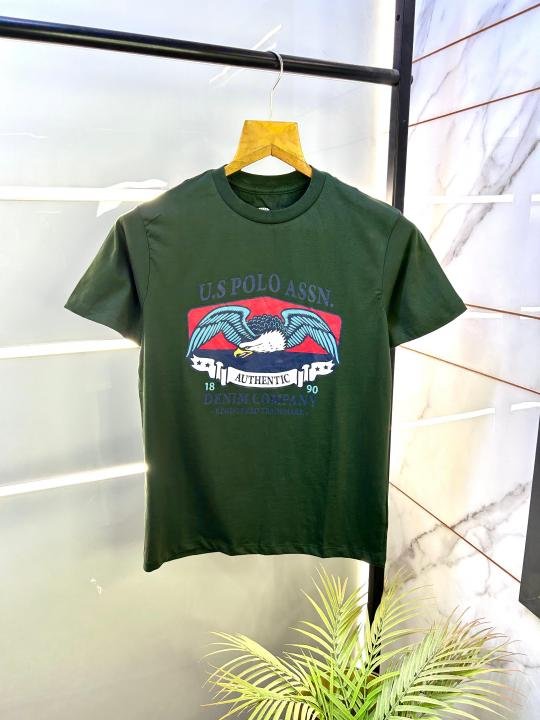 69ca63b8e0ba10.jpeg Us Polo Green Round Premium Neck T-shirt F2838-GR - Image 1