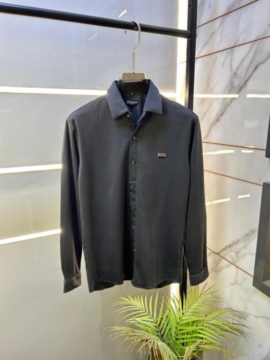Balmain  Paris Dark Grey Imported Premium Shirt With Brand Packing F3197-DGY