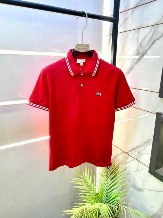 Lacoste  Red Polo Premium Collar Neck T-shirt F3500-RE - Image 9