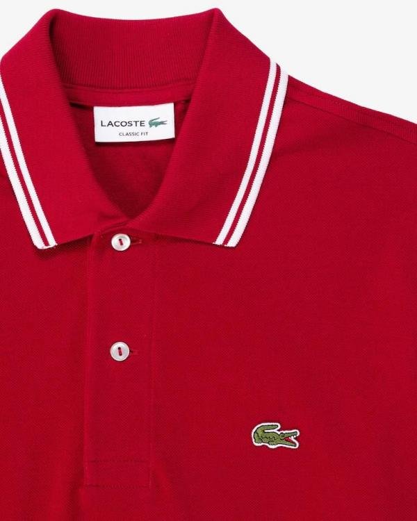 Lacoste  Red Polo Premium Collar Neck T-shirt F3500-RE - Image 6