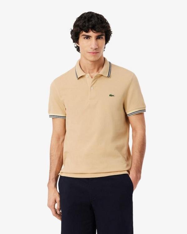 Lacoste  Beige Polo Premium Collar Neck T-shirt F3500-BE - Image 8