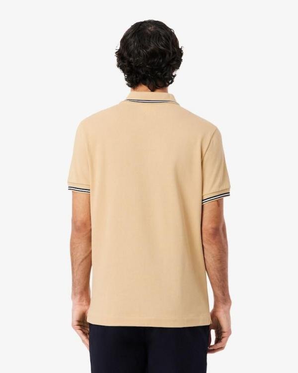 Lacoste  Beige Polo Premium Collar Neck T-shirt F3500-BE - Image 6