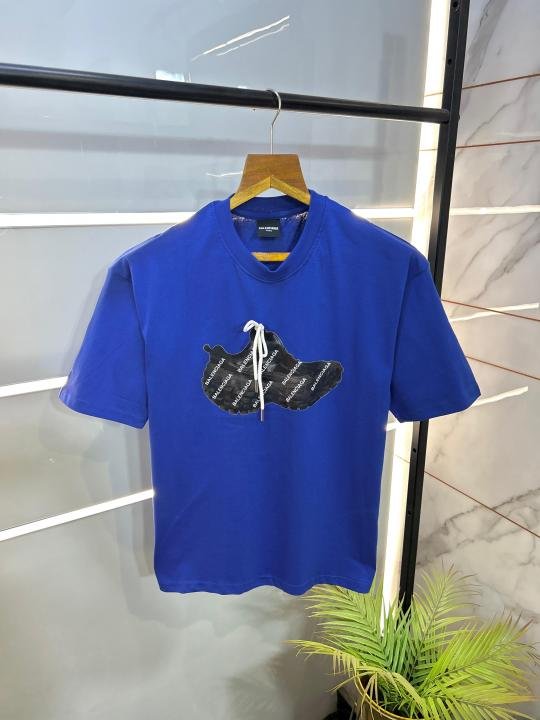 Balenciaga Sale Balenciaga Sneaker Edition Off Shoulder Dark Blue Premium Oversized T-shirt F1620