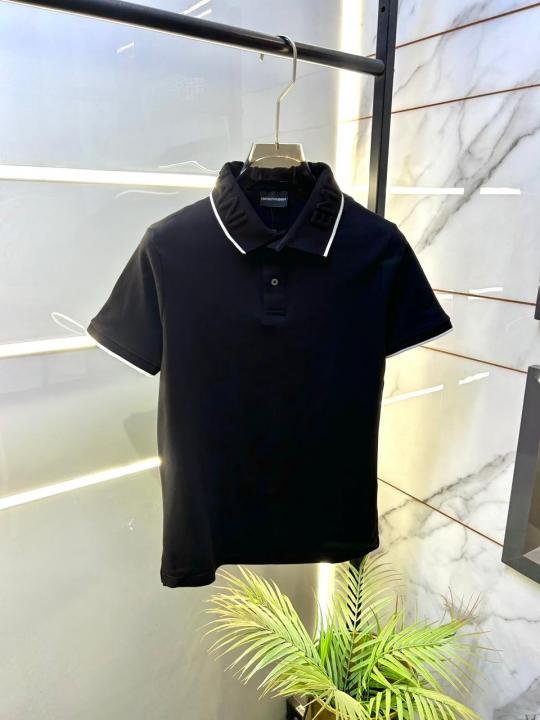 Emporio Armani Black Premium Collar Neck Polo T-Shirt F3576-BL