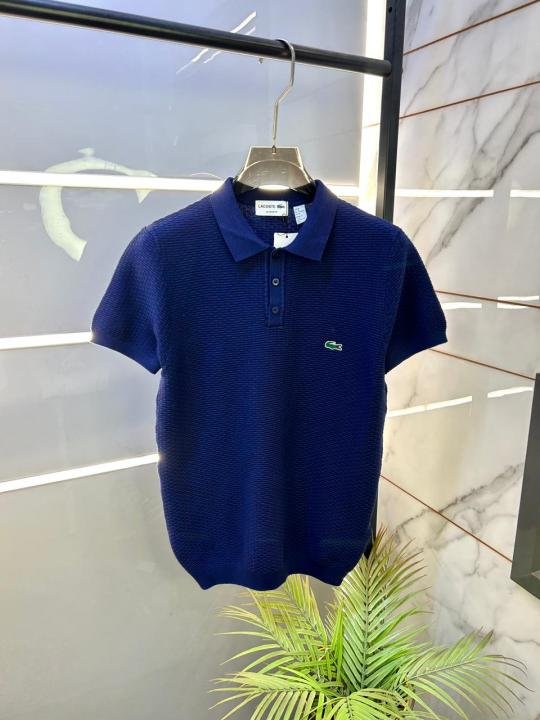 Lacoste Imported knitted Super Premium Navy Collar Neck Polo T-shirt F3466-NY - Image 3