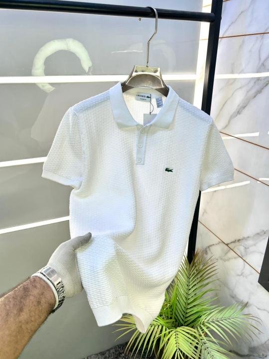 Lacoste Imported knitted Super Premium White Collar Neck Polo T-shirt F3466-WH - Image 2
