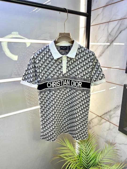 Christian Dior Imported Knitted Monogram Super Premium White Collar Neck Polo T-shirt F3481-wh Price in India - Buy at Bootery - Image 4