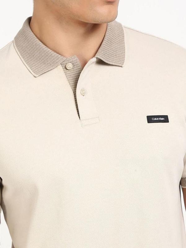 Calvin Klein Beige Collar Neck Premium Polo T-shirt F3383-be - Image 9