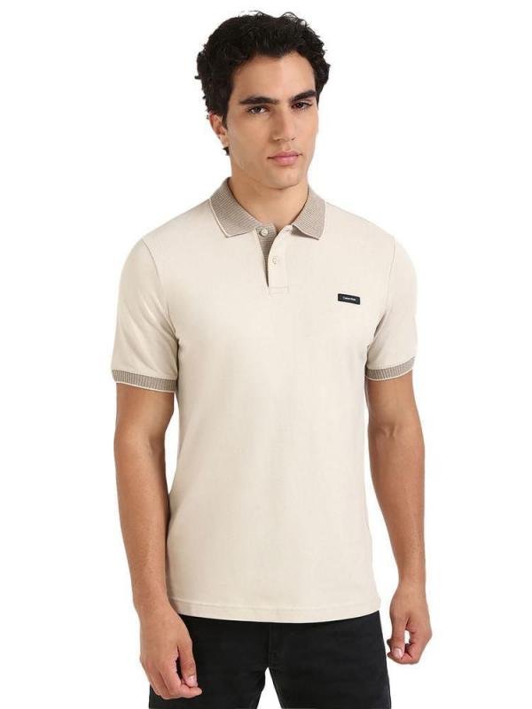 Calvin Klein Beige Collar Neck Premium Polo T-shirt F3383-be - Image 8