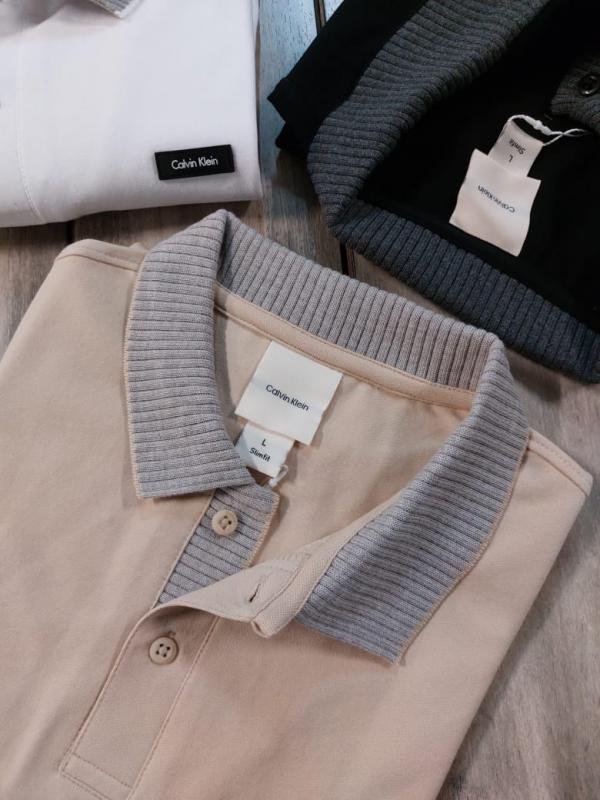 Calvin Klein Beige Collar Neck Premium Polo T-shirt F3383-be - Image 5