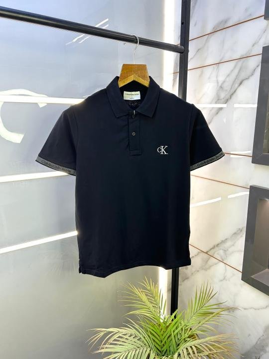 Calvin Klein Black Imported Collar Neck Premium Polo T-shirt F2652-bl - Image 15