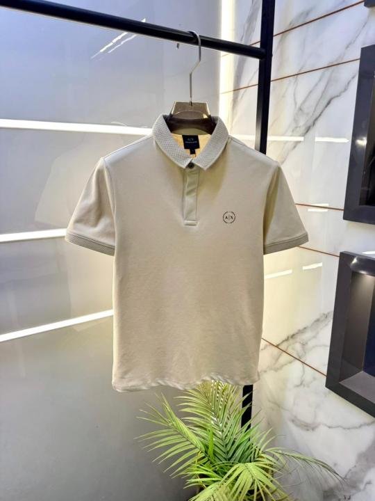 Armani Exchange Cream Polo Premium Collar Neck T-shirt F3617-cr