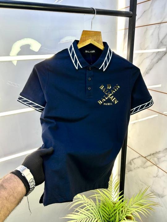 Buy Balmain Paris Logo Imported Navy Collar Neck Premium T-shirt F2831-ny Online in India - Style 1 - Bootery - Image 8