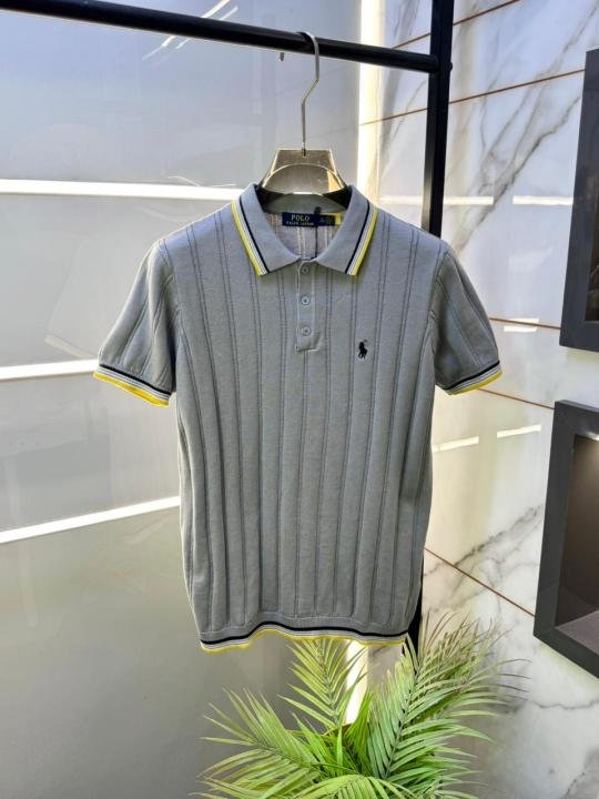Ralph Lauren Polo Imported Knitted Grey Super Premium Collar Neck T-shirt F3682-gy Price in India - Buy at Bootery - Image 4