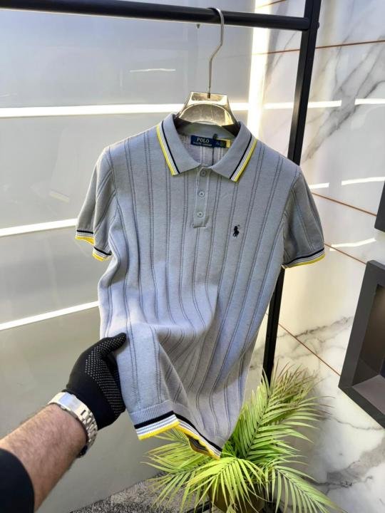 Ralph Lauren Polo Imported Knitted Grey Super Premium Collar Neck T-shirt F3682-gy Price in India - Buy at Bootery - Image 3