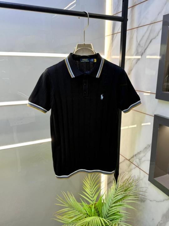 Ralph Lauren Polo Imported Knitted Black Super Premium Collar Neck T-shirt F3682-bl Price in India - Buy at Bootery - Image 4