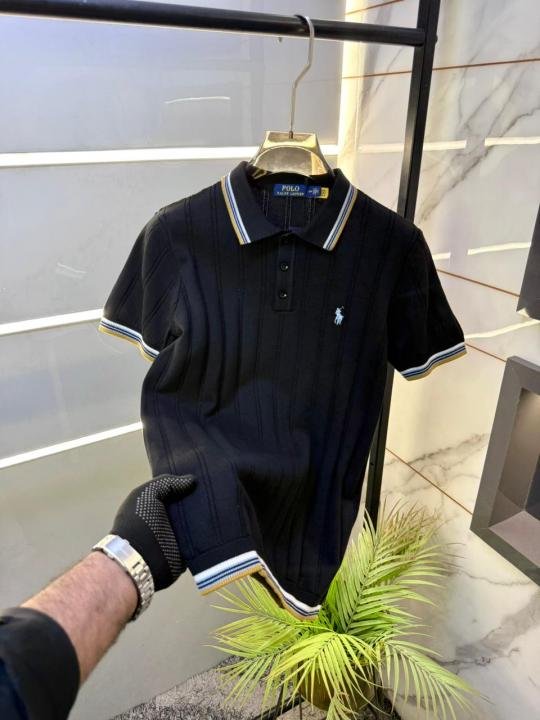 Ralph Lauren Polo Imported Knitted Black Super Premium Collar Neck T-shirt F3682-bl Price in India - Buy at Bootery - Image 3