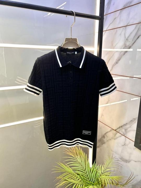 Balmain Paris Black Imported Knitted Premium Collar Neck Polo T-shirt F3515-bl Price in India - Buy at Bootery - Image 3