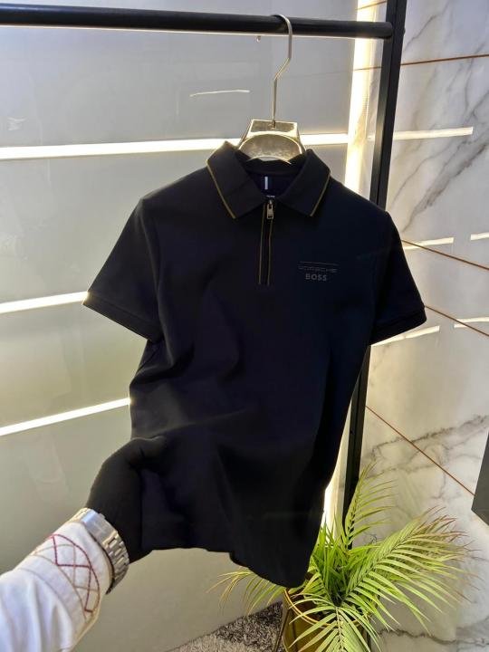 Buy Boss X Porsche Edition Zipper Black Collar Neck Premium Polo T-shirt F3430-b3 Online in India - Bootery - Image 10