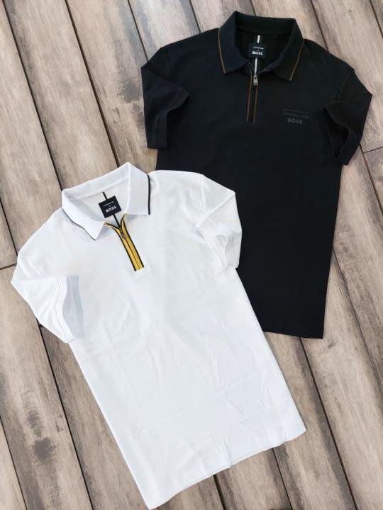 Buy Boss X Porsche Edition Zipper Black Collar Neck Premium Polo T-shirt F3430-b3 Online in India - Bootery - Image 7