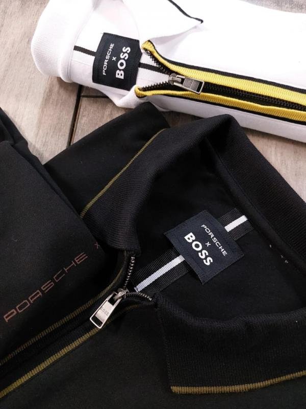 Buy Boss X Porsche Edition Zipper Black Collar Neck Premium Polo T-shirt F3430-b3 Online in India - Bootery - Image 4