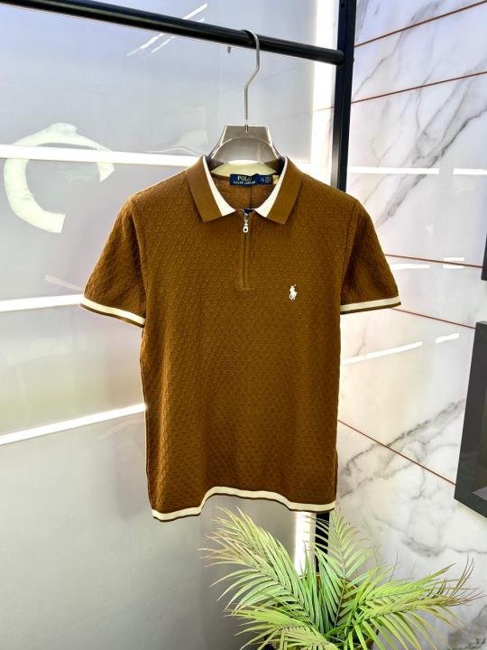 Ralph Lauren Polo Imported Knitted Super Premium Khakhi Collar Neck T-shirt F3486-kh Price in India - Buy at Bootery - Image 3