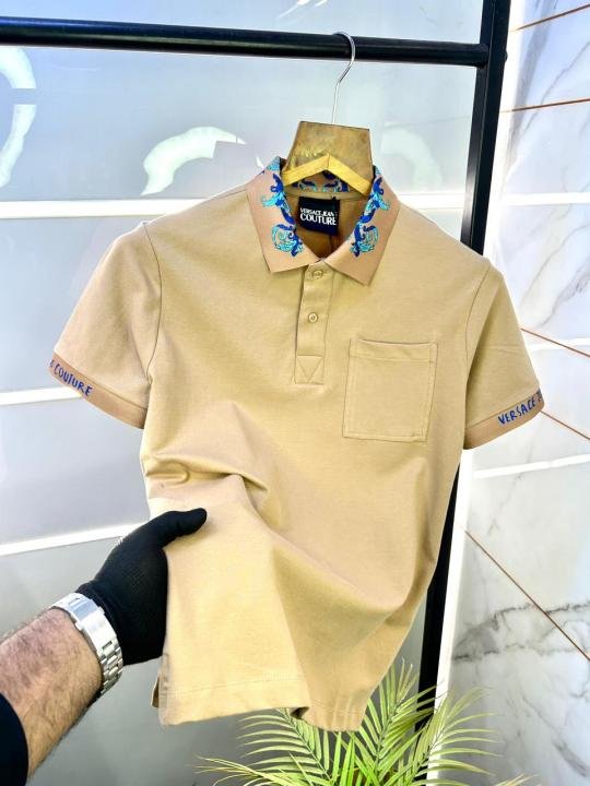 Buy Versace Beige Imported Collar Neck Premium Polo T-shirt F3047-be Online in India - Bootery - Image 8
