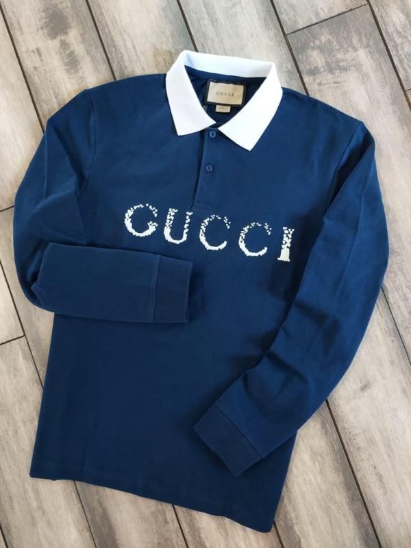 Gucci Blue Polo Neck Full Sleeves Premium Collar T-shirt F3046-bu1 - Best Price Online - Bootery - Image 10