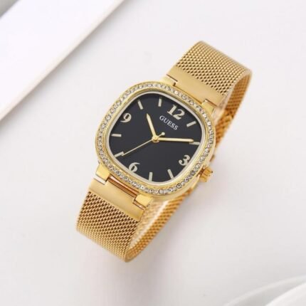 Guess Tapestry Gold Black Watch Price in India - Buy at Bootery