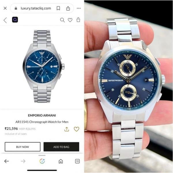 Emporio Armani Cloud Watch Price in India - Style 4 - Buy at Bootery - Image 3