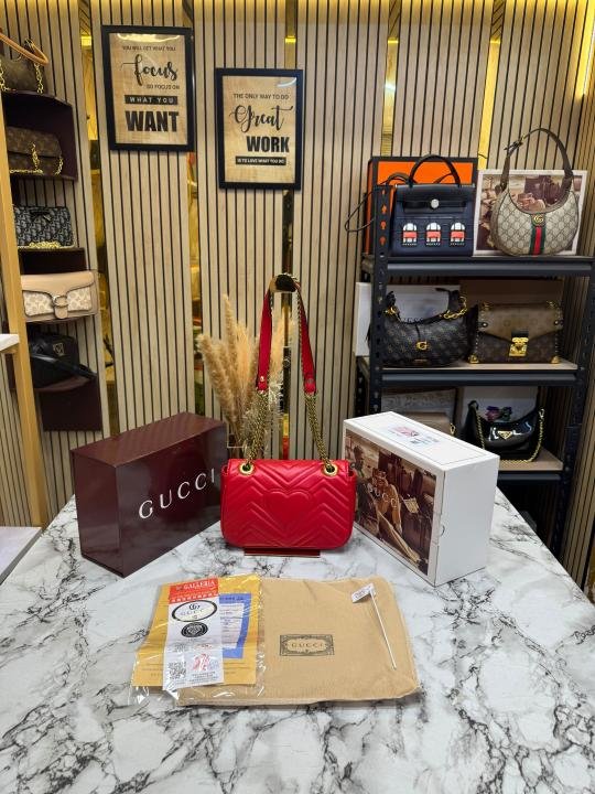Gucci GG Marmont Premium Quality With Double Box And Dust Bag (Red) (446744) | Premium Accessories - Image 3