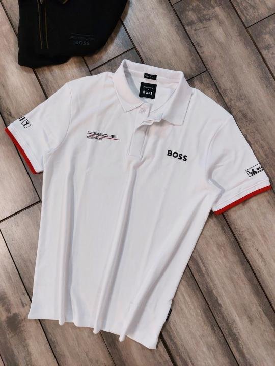 Buy Boss X Porsche Edition White Collar Neck Premium Polo T-shirt F3430-w2 Online in India - Bootery - Image 7