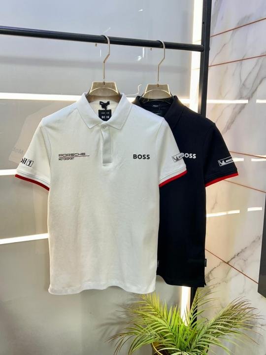 Buy Boss X Porsche Edition White Collar Neck Premium Polo T-shirt F3430-w2 Online in India - Bootery - Image 4