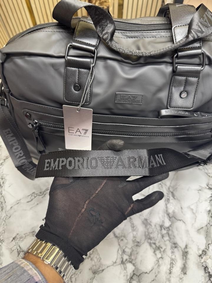 Emporio Armani EA7 Signature Black Weekender Duffle Bag - Best Price Online - Bootery - Image 6