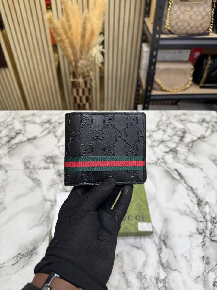 Gucci Signature GG Web Stripe Leather Bifold Wallet With Og Box And Dust Bag Black - Best Price Online - Bootery - Image 5