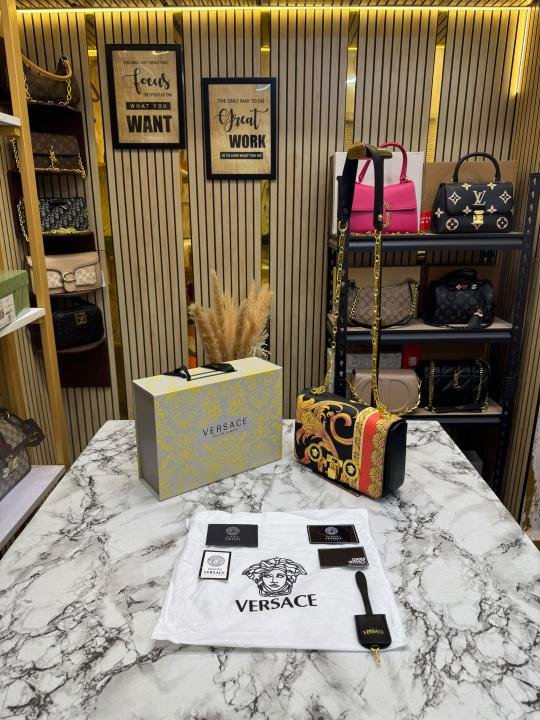 Versace Baroque Chain Shoulder Bag With Box And Dust Bag