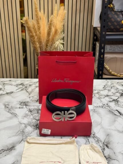 Buy Salvatore Ferragamo Initials Buckle Leather Belt Premium Quality With Box Including Carry Bag Online in India - Style 1 - Bootery