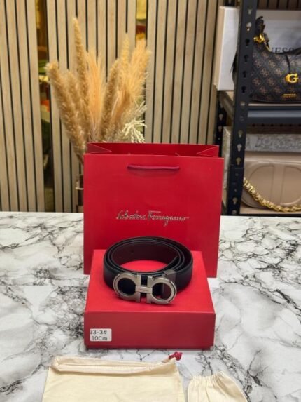 Buy Salvatore Ferragamo Initials Buckle Leather Belt Premium Quality With Box Including Carry Bag Online in India - Style 3 - Bootery