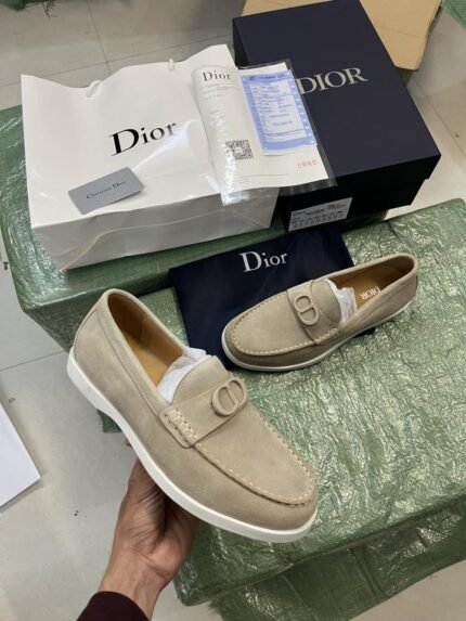 Buy Dior Granville Premium Loafers Light Cream Suede Calfskin Surplus Quality With All Accessories 0018 Shoes Online in India - Bootery