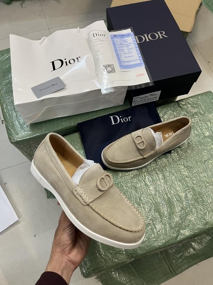 Buy Dior Granville Premium Loafers Light Cream Suede Calfskin Surplus Quality With All Accessories 0018 Shoes Online in India - Bootery