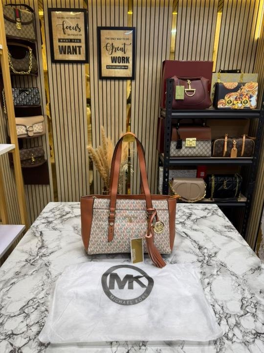 Michael Kors Signature MK Tote Handbag With Tassel Charm And Dust Bag - Best Price Online - Style 2 - Bootery - Image 3