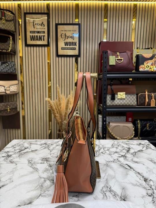 Buy Michael Kors Signature MK Tote Handbag With Tassel Charm And Dust Bag Online in India - Style 3 - Bootery - Image 4