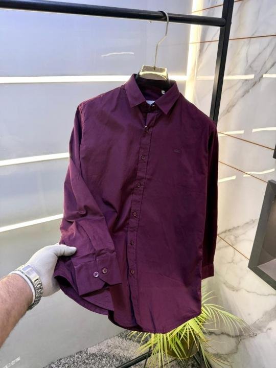 Lacoste Wine Embroidery Logo Oxford Lycra Premium Shirts F3037-wi - Best Price Online - Bootery - Image 3